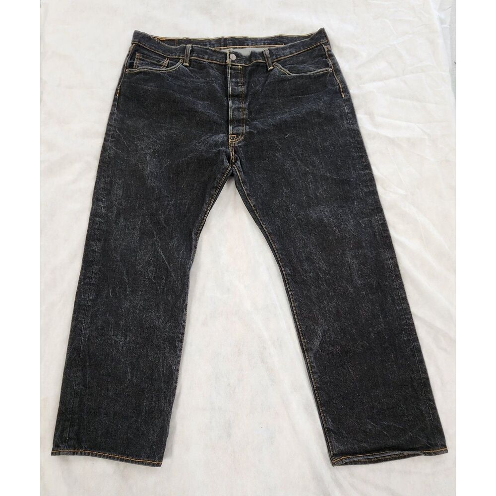 Levi’s 501 Jeans Mens 42x30 (Actual 27 Inseam) Black Button Fly Straight Leg